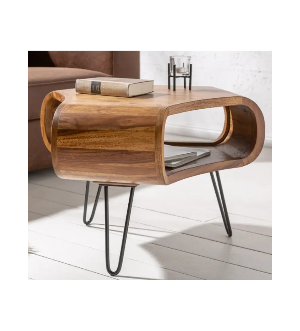 Stolik kawowy SPIN RETRO 60 cm drewno Sheesham