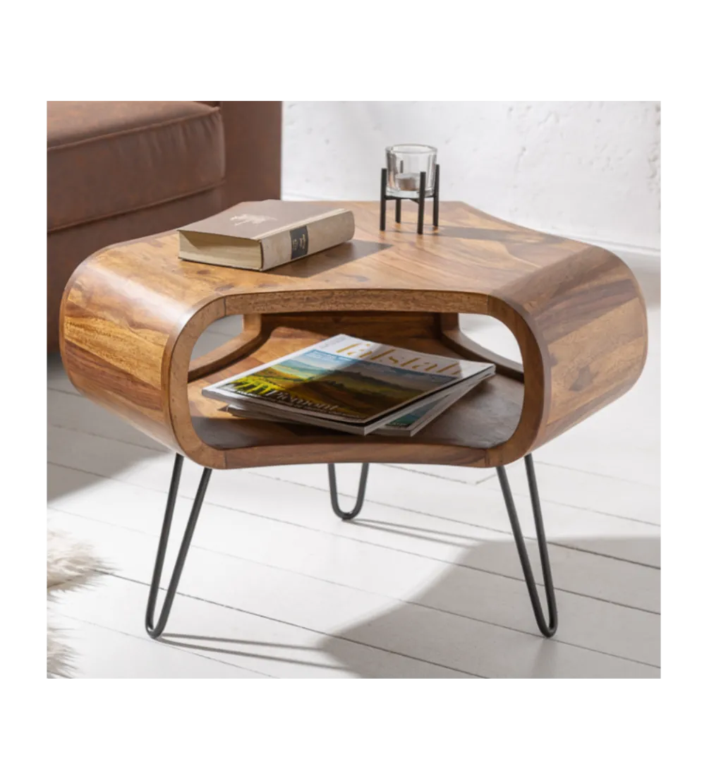 Stolik kawowy SPIN RETRO 60 cm drewno Sheesham