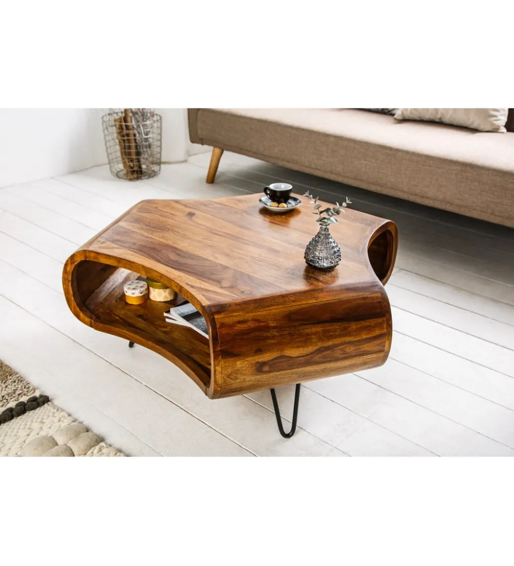 Stolik kawowy SPIN RETRO drewno Sheesham