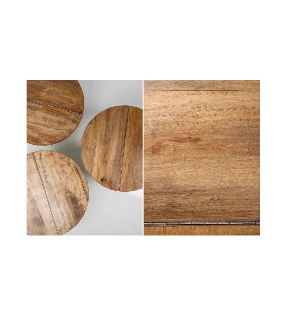 Stolik kawowy Storage Orient 60 cm Biały Z Blatem z drewna Mango