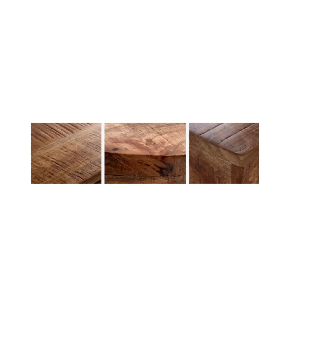 Stolik kawowy Storage Orient 60 cm Biały Z Blatem z drewna Mango