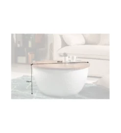 Stolik kawowy Storage Orient 60 cm Biały Z Blatem z drewna Mango