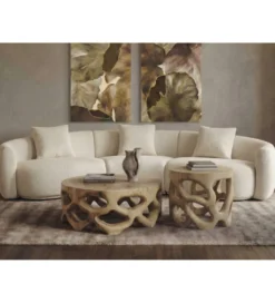 Stolik kawowy SUAR 70 cm drewno suar naturalne