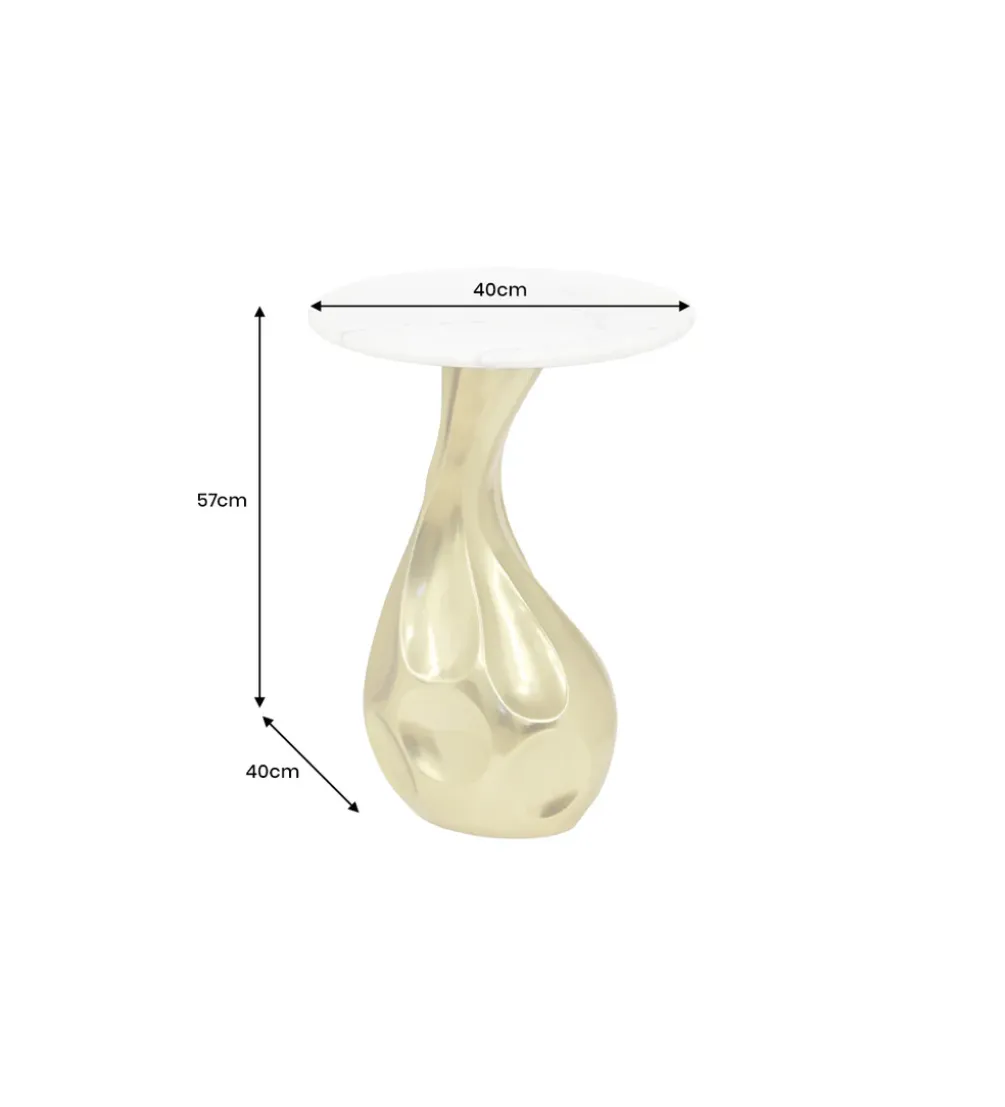 Stolik kawowy TEAR 60 cm złoty biały marmur