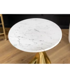 Stolik kawowy TEAR 60 cm złoty biały marmur