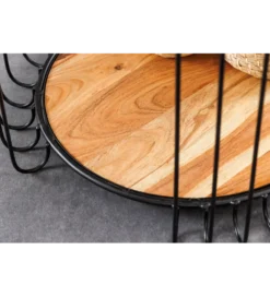 Stolik kawowy TRUE ELEMENTS 46 cm drewno akacjowe czarny naturalny