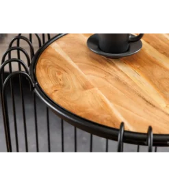 Stolik kawowy TRUE ELEMENTS 46 cm drewno akacjowe czarny naturalny