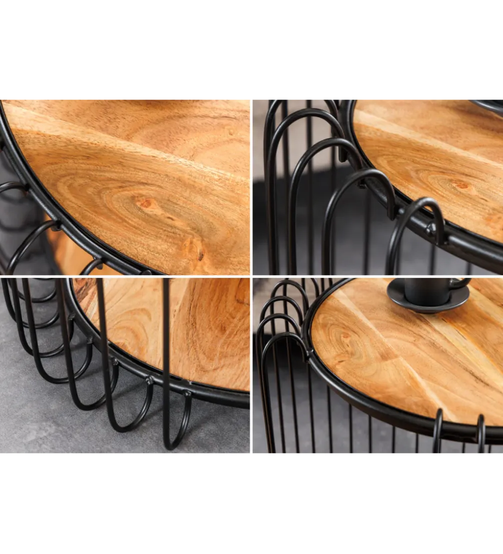Stolik kawowy TRUE ELEMENTS 46 cm drewno akacjowe czarny naturalny