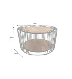 Stolik kawowy TRUE ELEMENTS 70 cm drewno akacjowe czarny naturalny