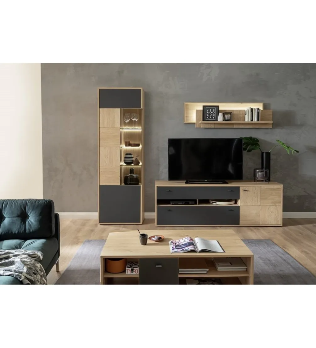 Stolik kawowy VALENCIA 115 cm antracytowo naturalny