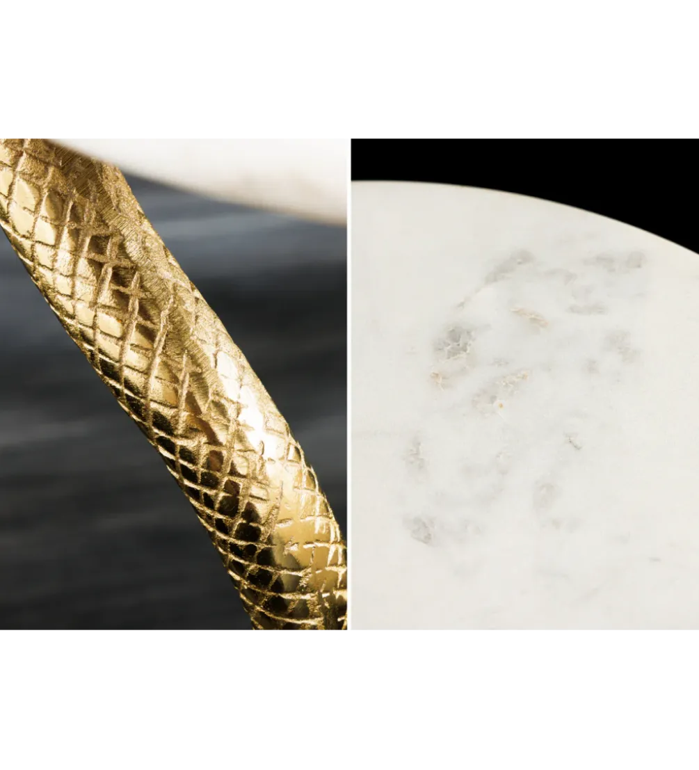 Stolik kawowy WILDLIFE COBRA 60 cm złoty biały marmur