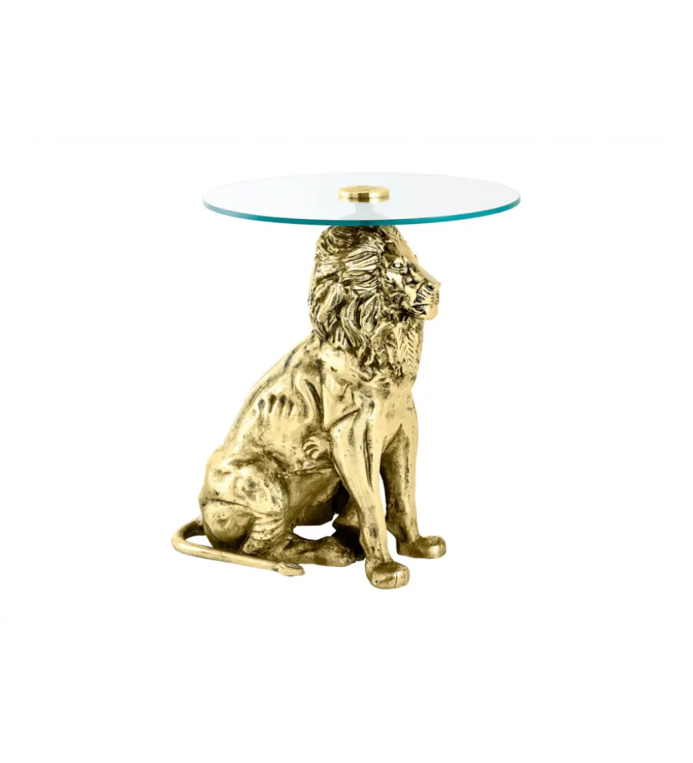 Stolik kawowy WILDLIFE LION 60 cm antyczne złoto