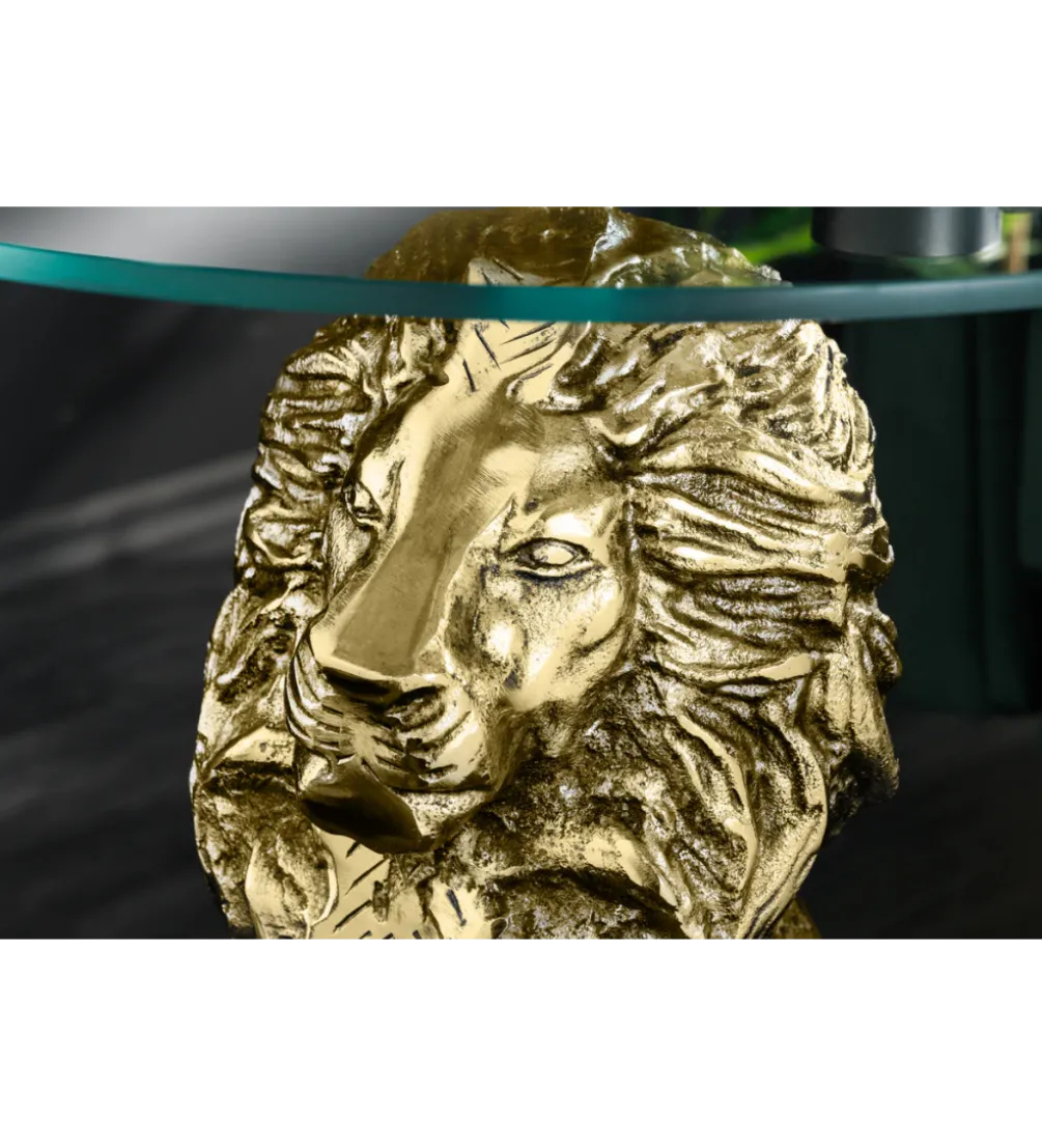 Stolik kawowy WILDLIFE LION 60 cm antyczne złoto