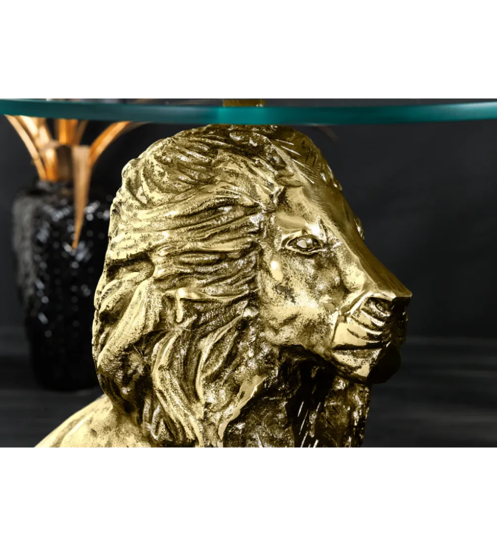 Stolik kawowy WILDLIFE LION 60 cm antyczne złoto
