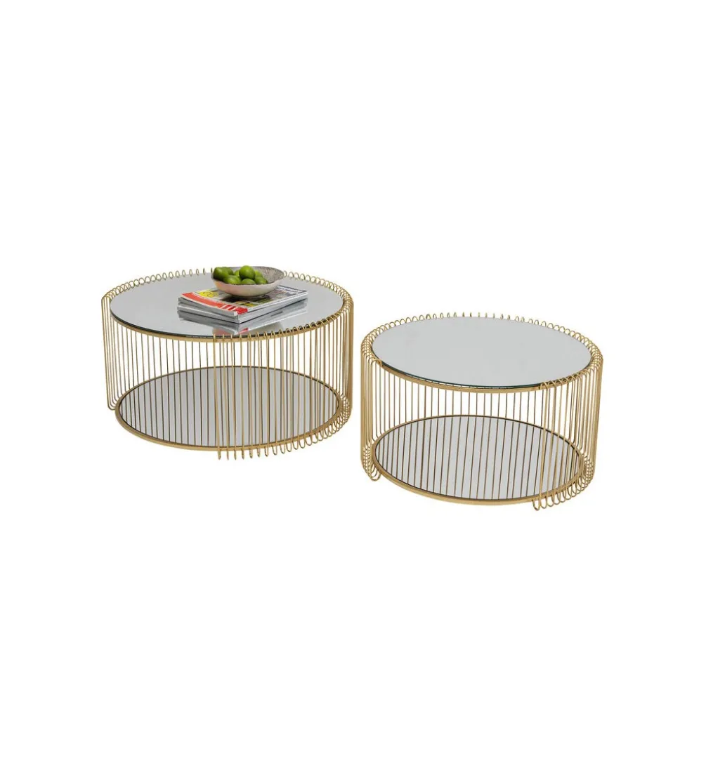 Stolik kawowy WIRE set 2 złoty