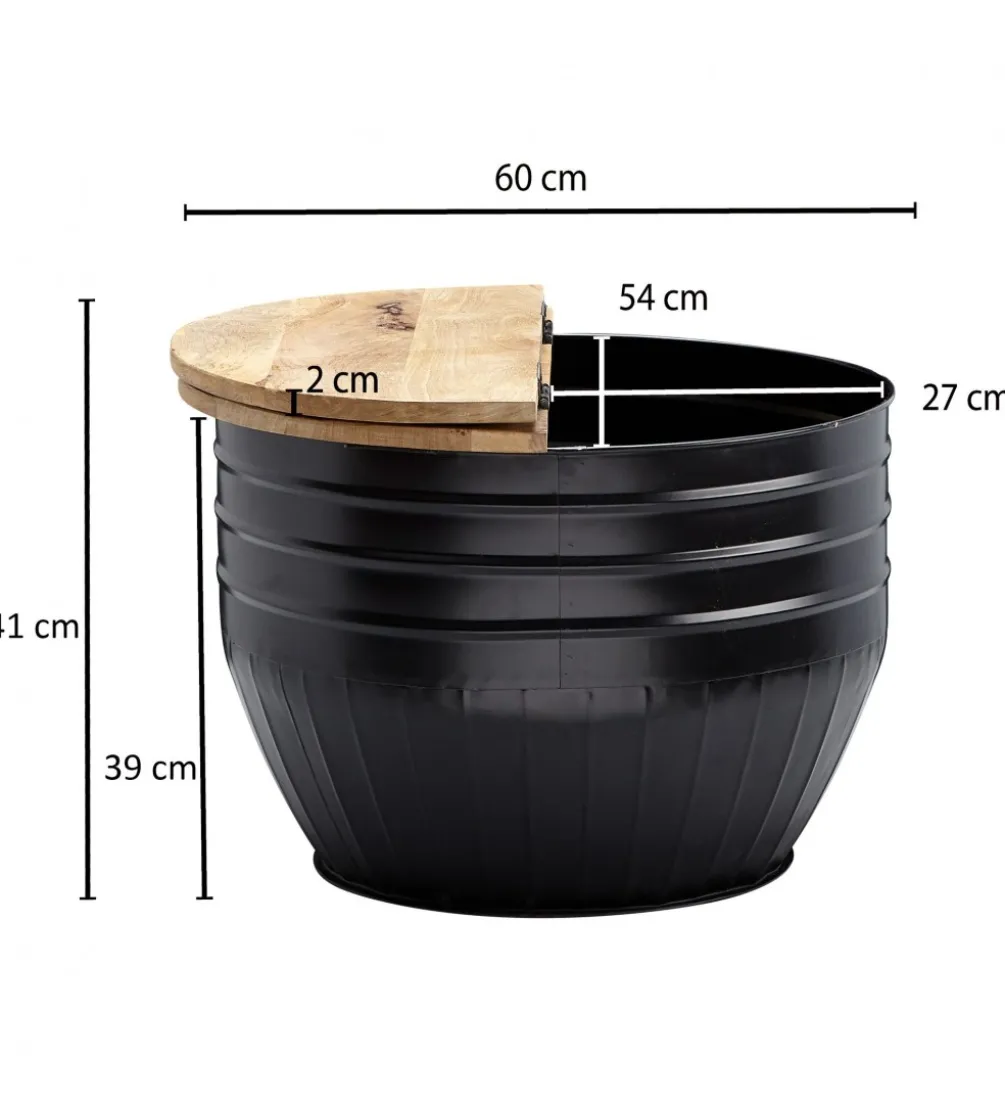 Stolik kawowy WOHNLING 60 cm drewno mango naturalny czarny