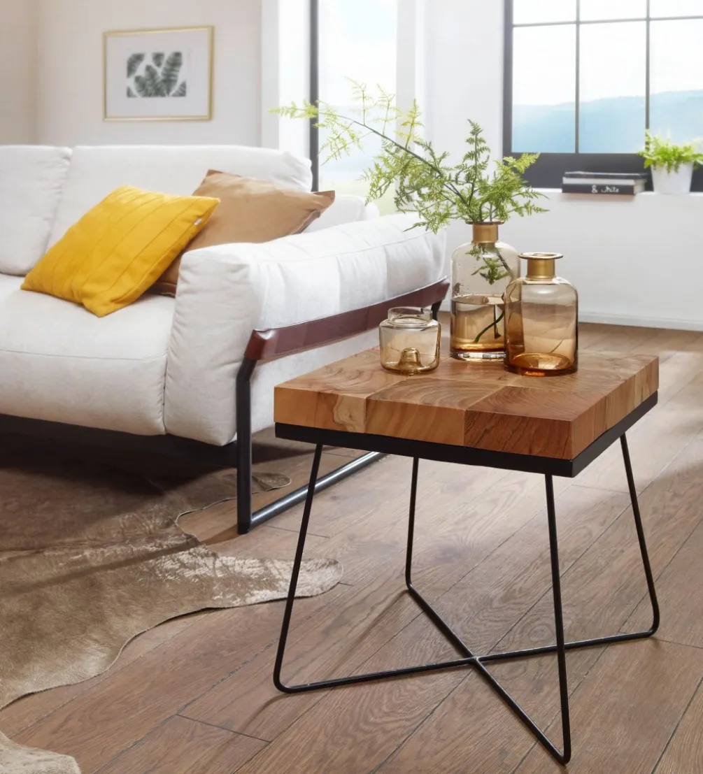 Stolik kawowy WOHNLING 45 cm drewno akacja