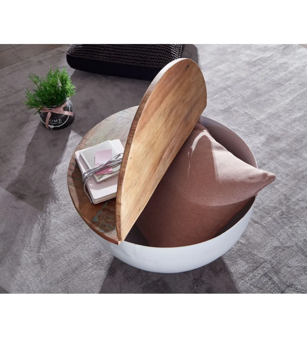 Stolik kawowy WOHNLING 60 cm naturalny biały