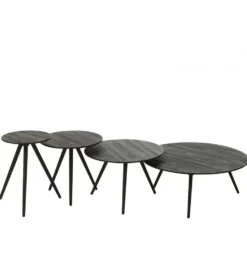 Stolik kawowy ZAMBIA set 4 drewno teak czarny