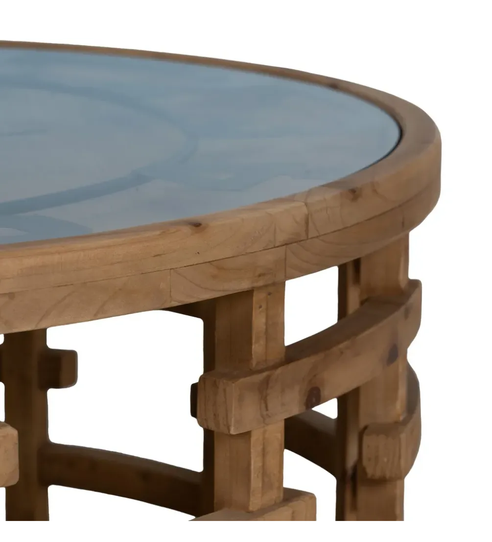 Stolik kawowy ZEGAR 80 cm drewno jodła