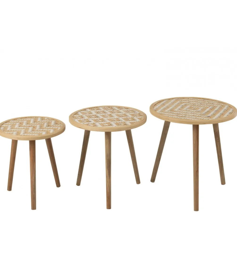 Stolik kawowy ZIGZAK set 3 rattan