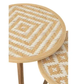 Stolik kawowy ZIGZAK set 3 rattan