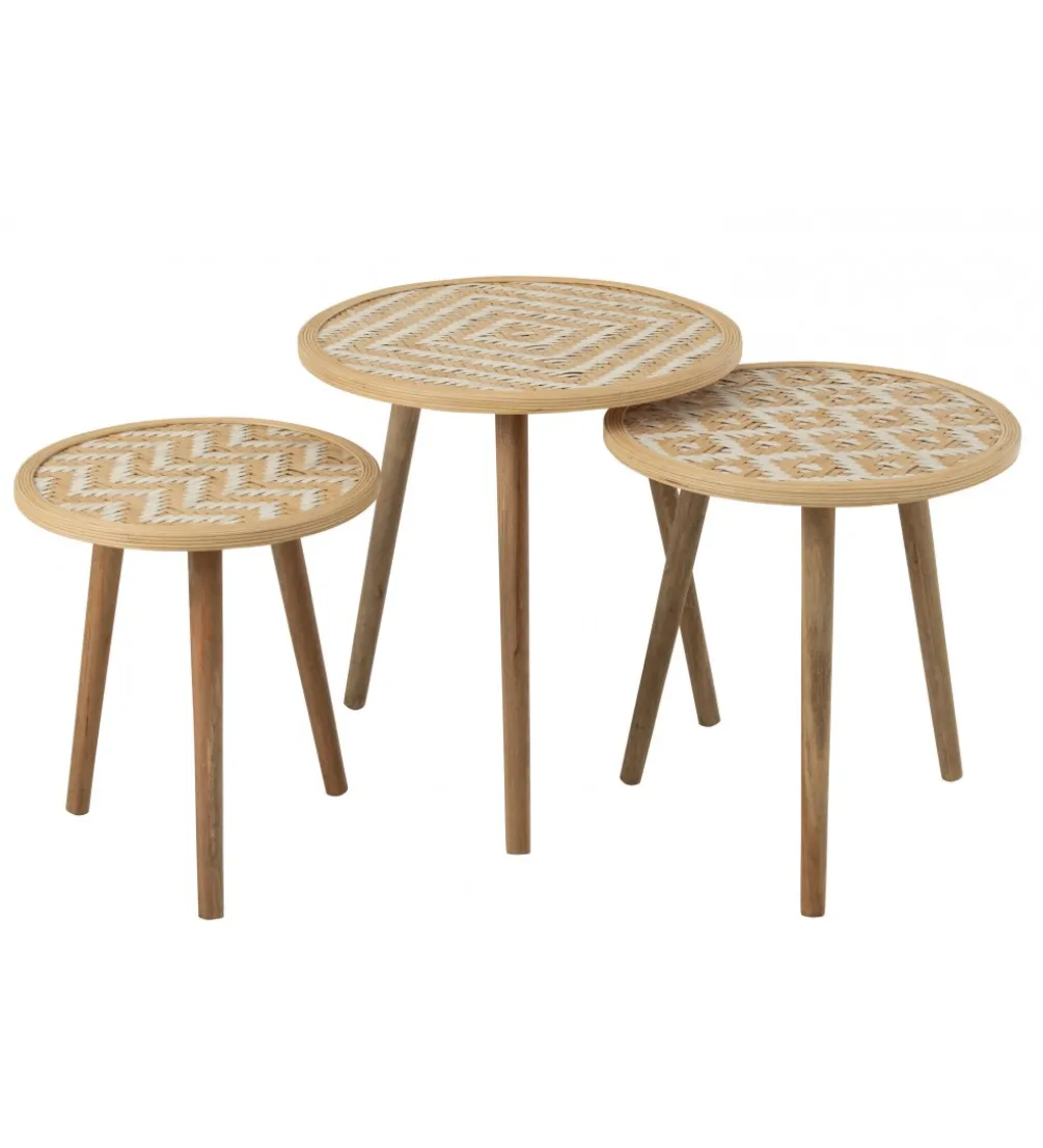 Stolik kawowy ZIGZAK set 3 rattan