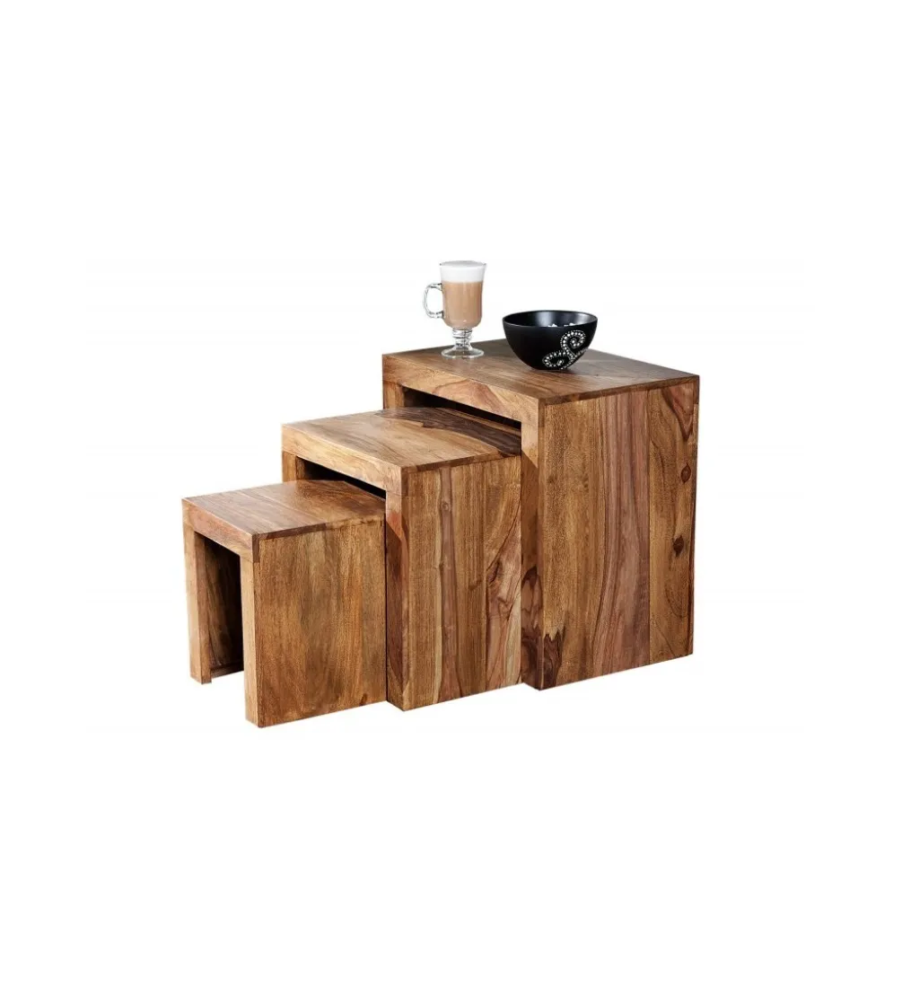 Stolik MADEIRA SET 3 drewno Sheesham