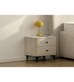 Stolik nocny ART DECO 45 cm bouclé szary