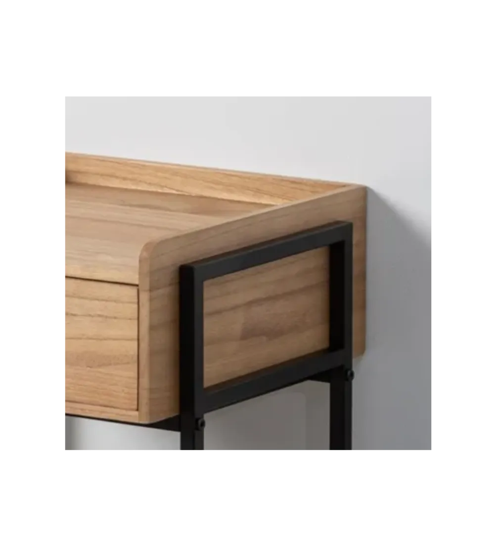 Stolik nocny INDUSTRIAL 56 cm naturalny czarny