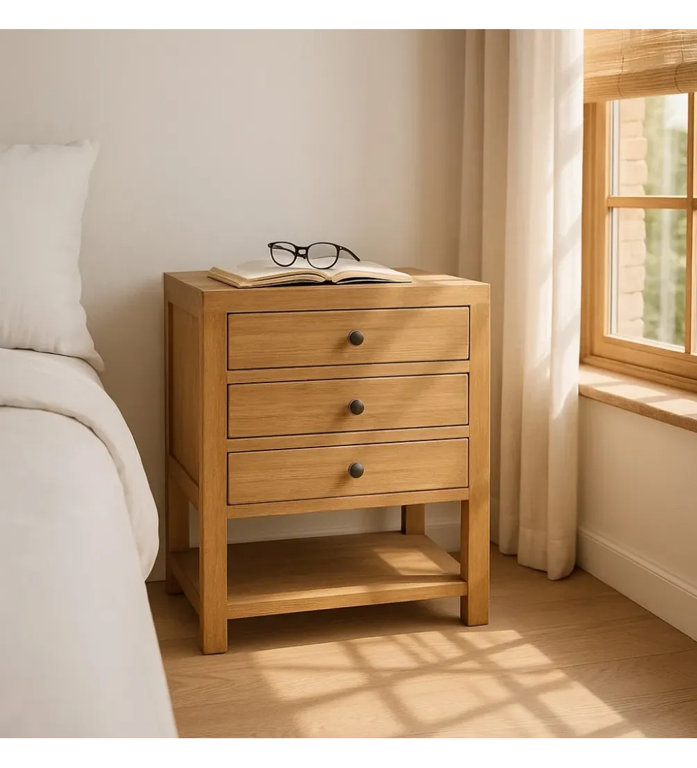 Stolik nocny MEGANY 65 cm drewno mindi