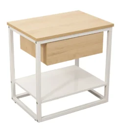 Stolik nocny PRETRUSIA 50 cm naturalny biały