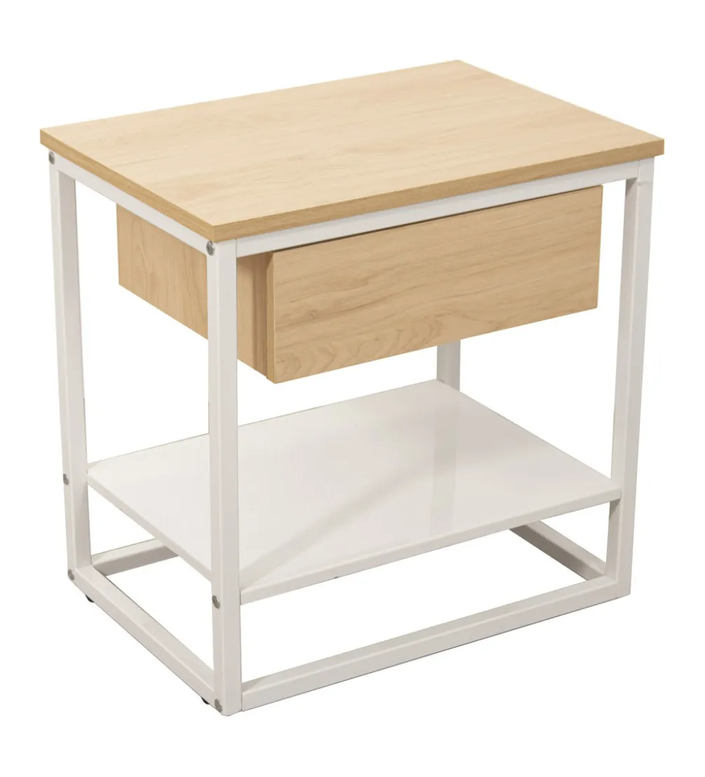 Stolik nocny PRETRUSIA 50 cm naturalny biały