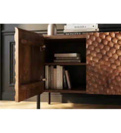 Stolik pod TV ADLON 160 cm drewno mango wzór 3D