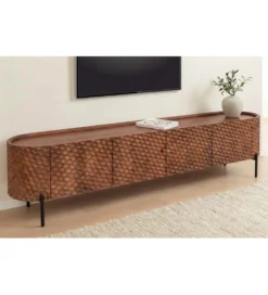 Stolik pod TV ADLON 200 cm drewno mango wzór 3D