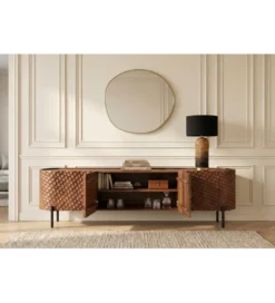 Stolik pod TV ADLON 200 cm drewno mango wzór 3D