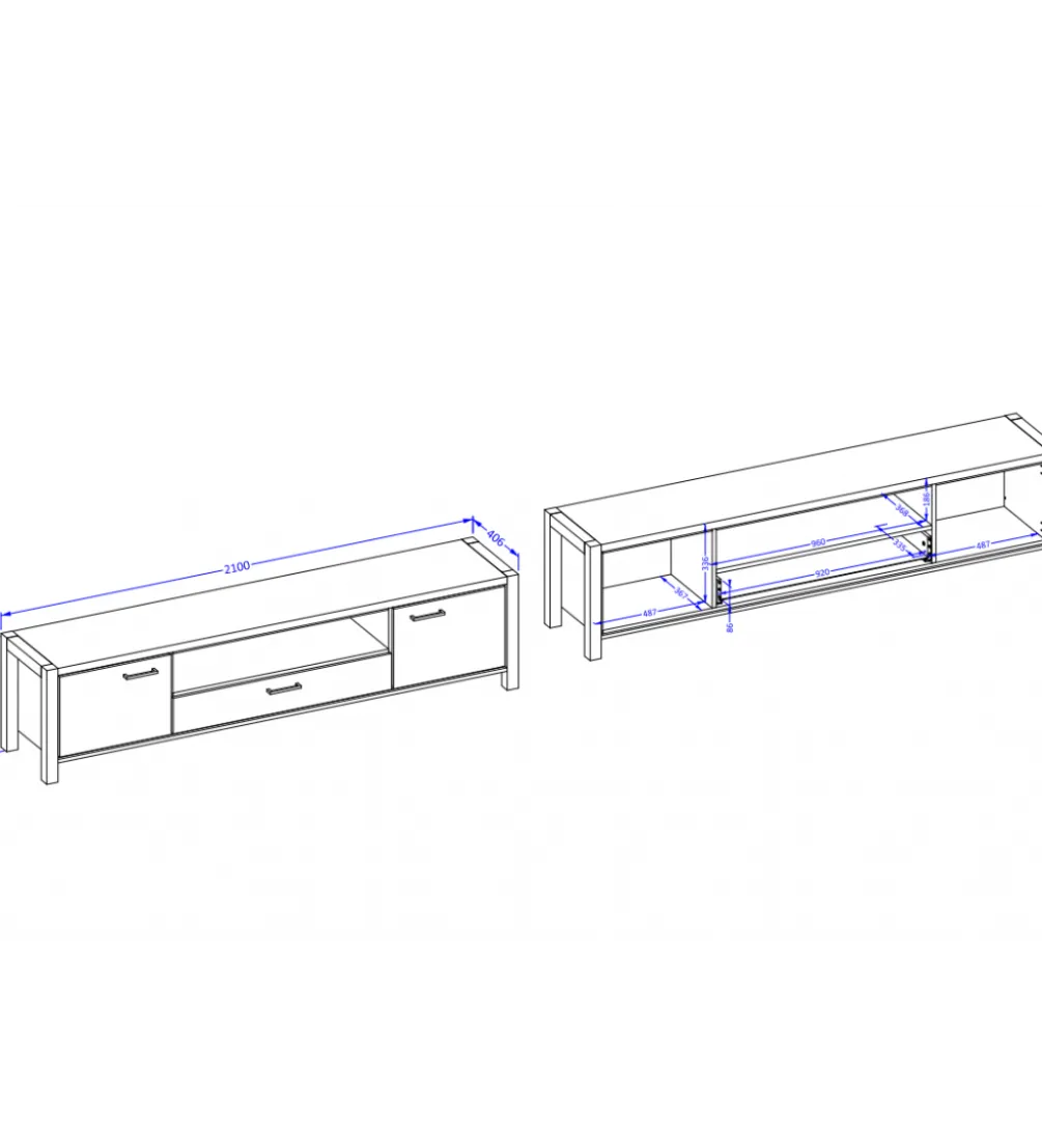 Stolik Pod TV AKTIV 210 cm w optyce dąb Taurus
