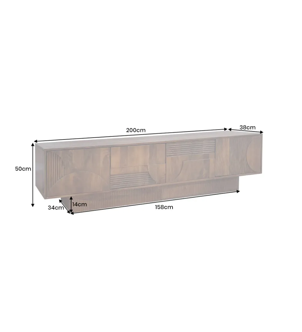 Stolik pod TV ART DECO 200 cm drewno mango brązowy