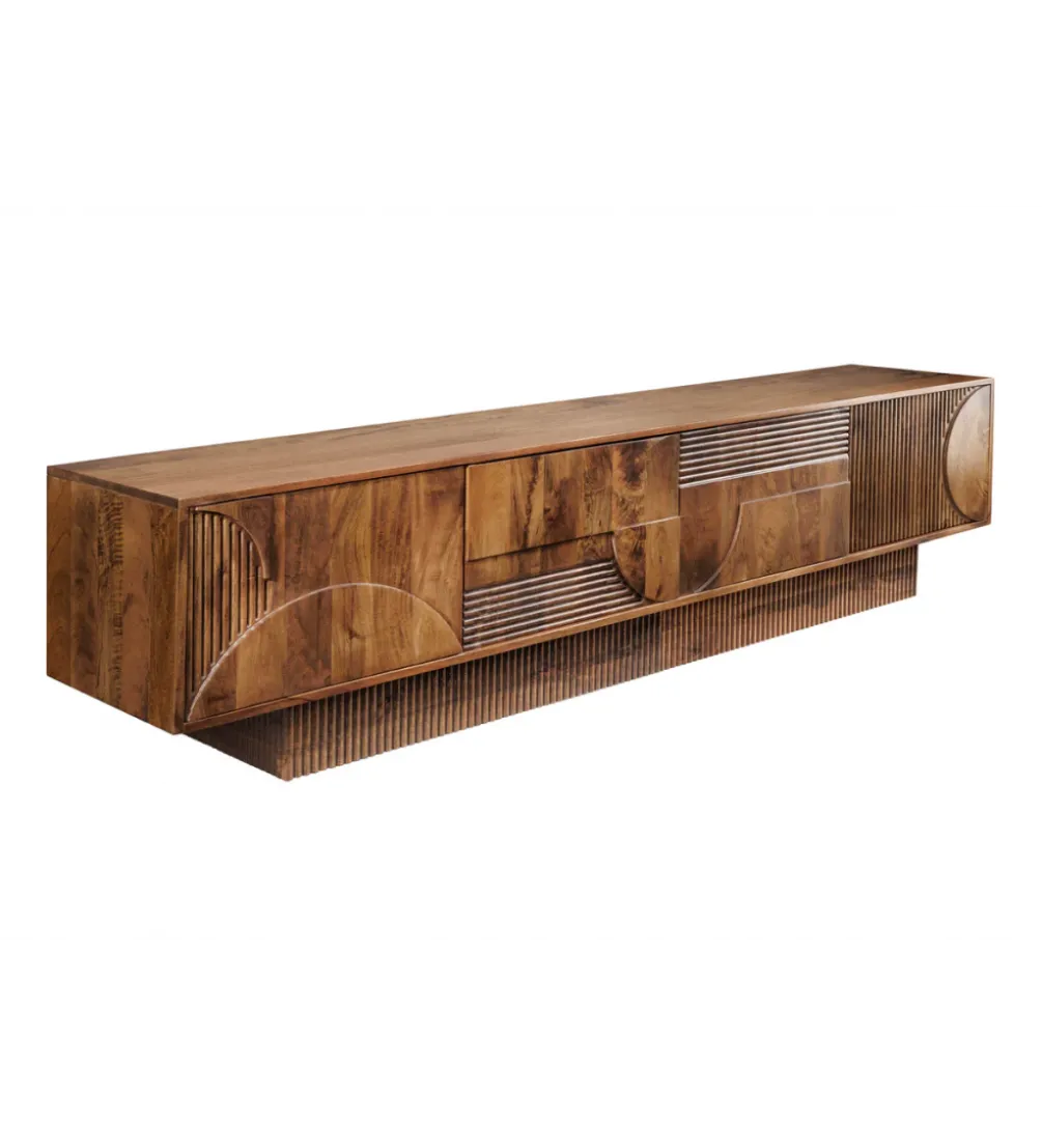 Stolik pod TV ART DECO 200 cm drewno mango brązowy