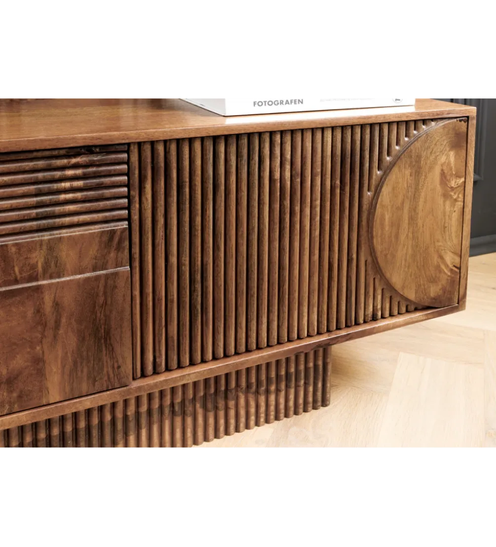 Stolik pod TV ART DECO 200 cm drewno mango brązowy
