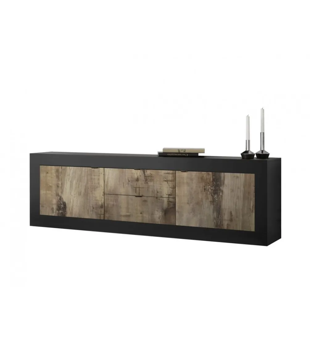 Stolik pod TV BASIC 210 cm czarna z dodatkiem koloru klon Pero