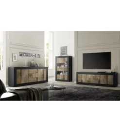 Stolik pod TV BASIC 210 cm czarna z dodatkiem koloru klon Pero