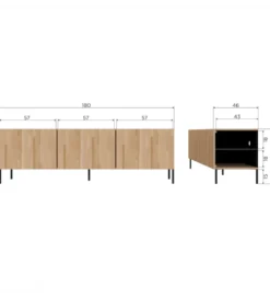 Stolik pod TV BONO 180 cm drewno jesion naturalny