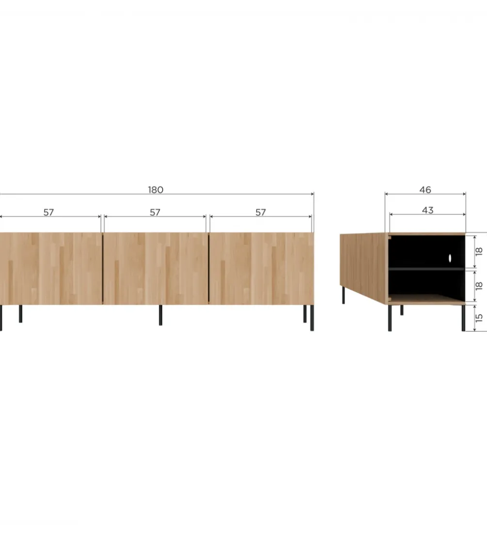 Stolik pod TV BONO 180 cm drewno jesion naturalny