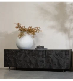 Stolik pod TV COUNTER 160 cm drewno mango czarna
