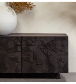 Stolik pod TV COUNTER 160 cm drewno mango czarna