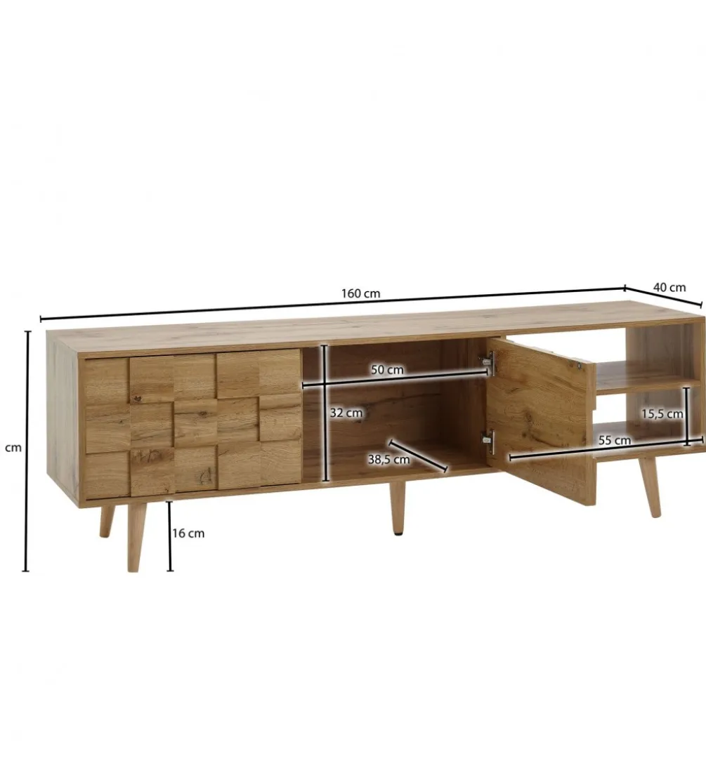 Stolik pod TV CREMONA 160 cm w kolorze dąb
