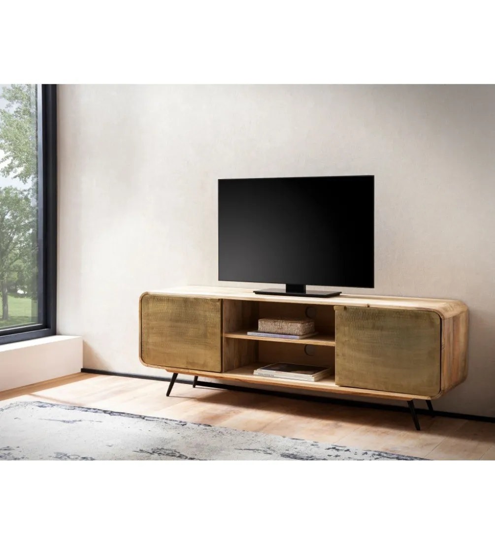 Stolik pod TV CYNTIA 160 cm drewno mango