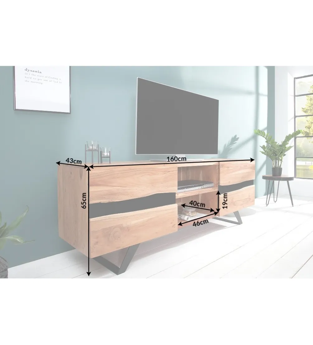 Stolik pod TV EUFRAT Amazonas 160 cm drewno akacja
