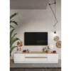 Stolik pod TV FANTASY 205 cm biały z dodatkiem koloru dąb Cadiz